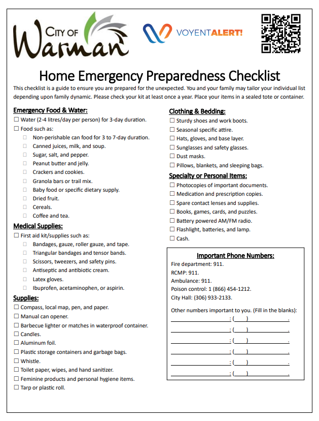 Home Emergency Checklist